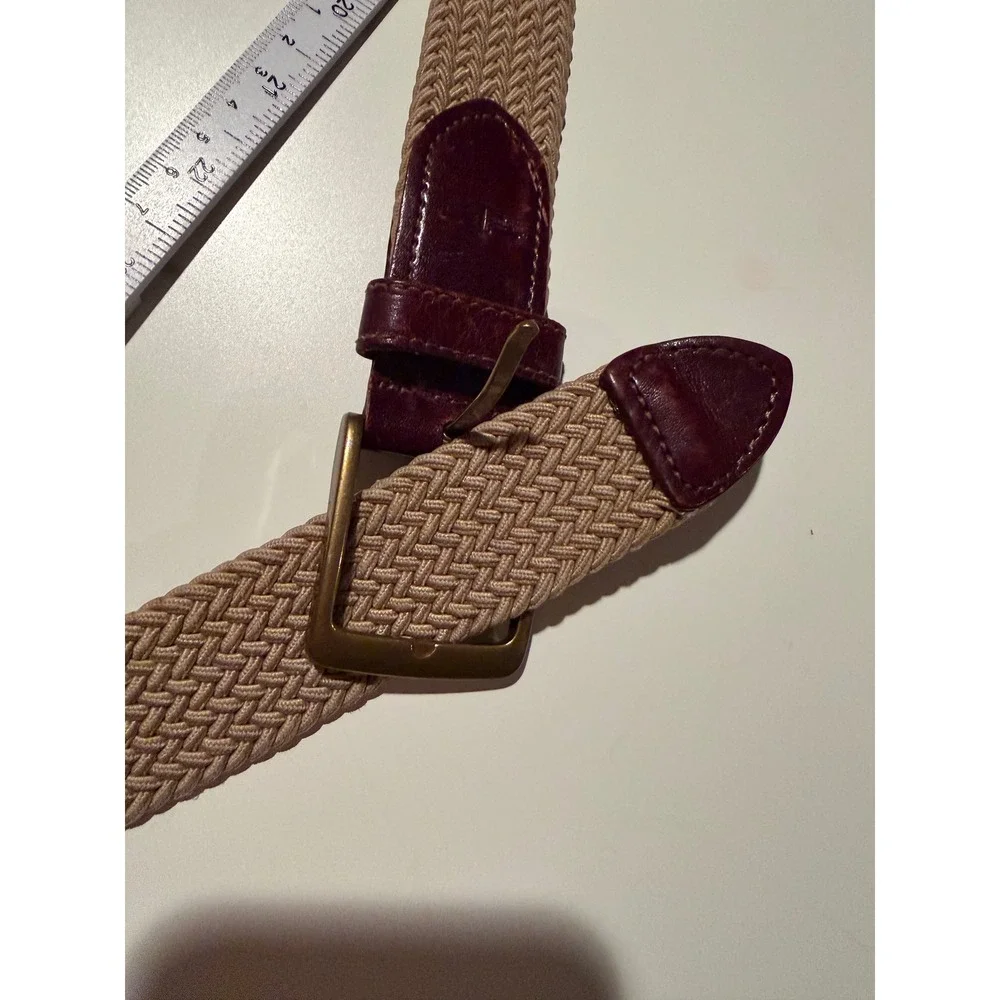 Dockers Mens Braided‎ Stretch Belt Khaki Tan Brown Leather Trim Size 40 11DK0323